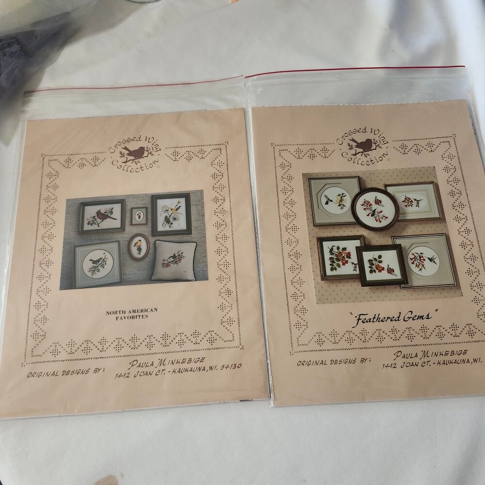 2 Crossed Wings Charts No Amer Favorites Feathered Gems Counted Cross Stitch B9